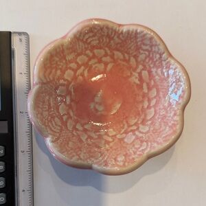 Pink Floral-Edge Ceramic Trinket Dish - Decorative Home Art